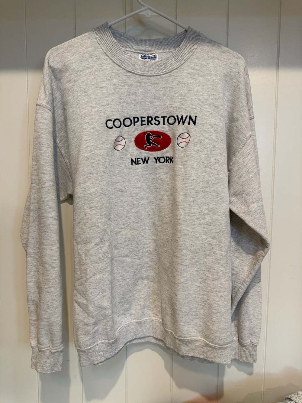 Vintage Gildan Activewear Cooperstown New York Baseball Crewneck Sweatshirt
